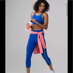 LULULEMON SEAWHEEZE CROP BLUE LEGGINGS